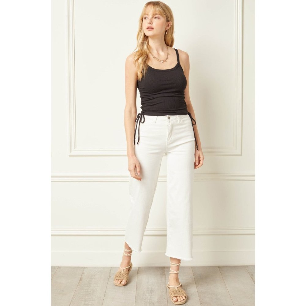 Entro Shirred Cropped Cami, Black